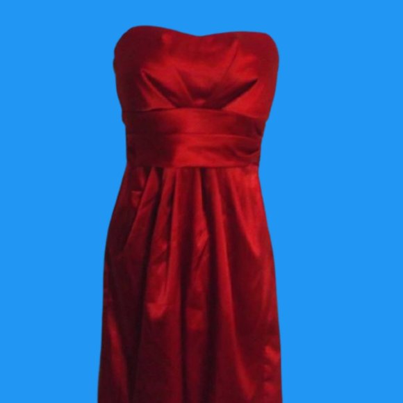 Oasis Dresses & Skirts - Red Satin Cocktail Dress Size 10 P